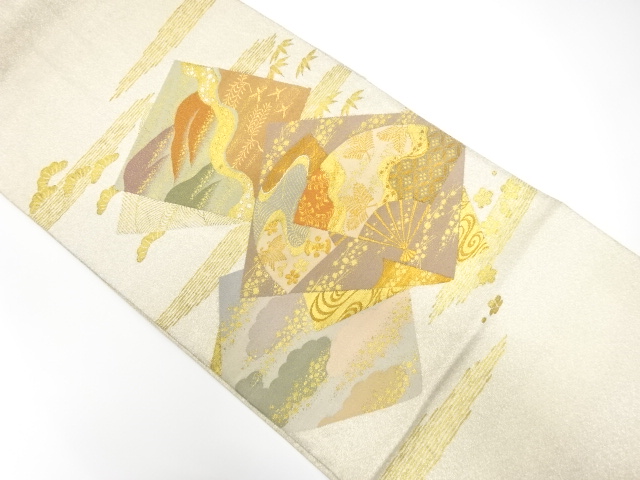 JAPANESE KIMONO / ANTIQUE FUKURO OBI / SILK / WOVEN CLOUD